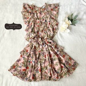 Marissa Webb Collective Pink Floral Ruffle Tie Dress Size 6